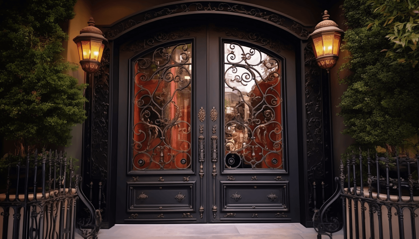 Large double classic Victorian style iron door