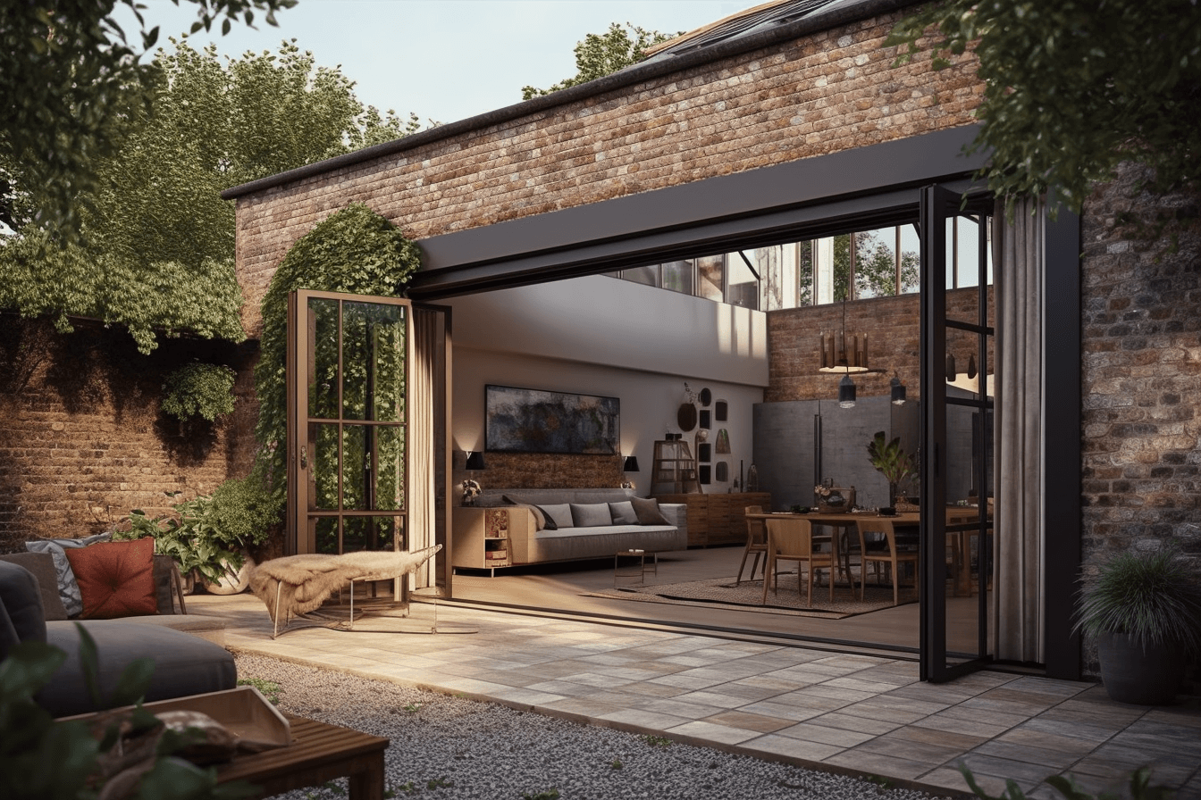 rear glass doors in house extension