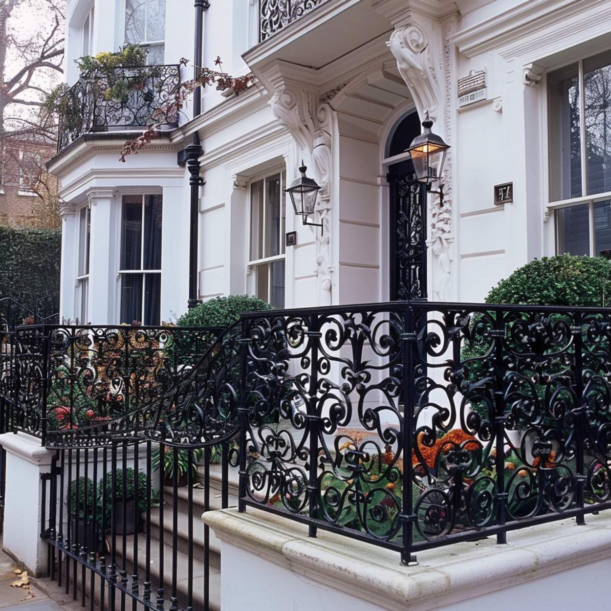 Black iron railing in UK