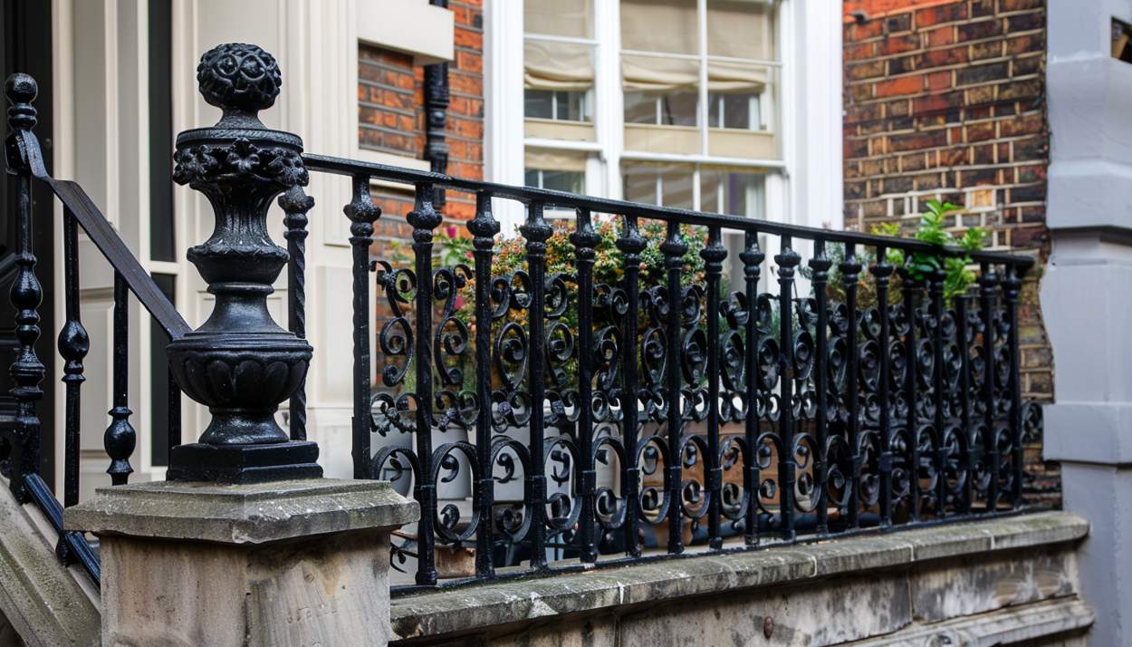 wrought iron railing attached on walls