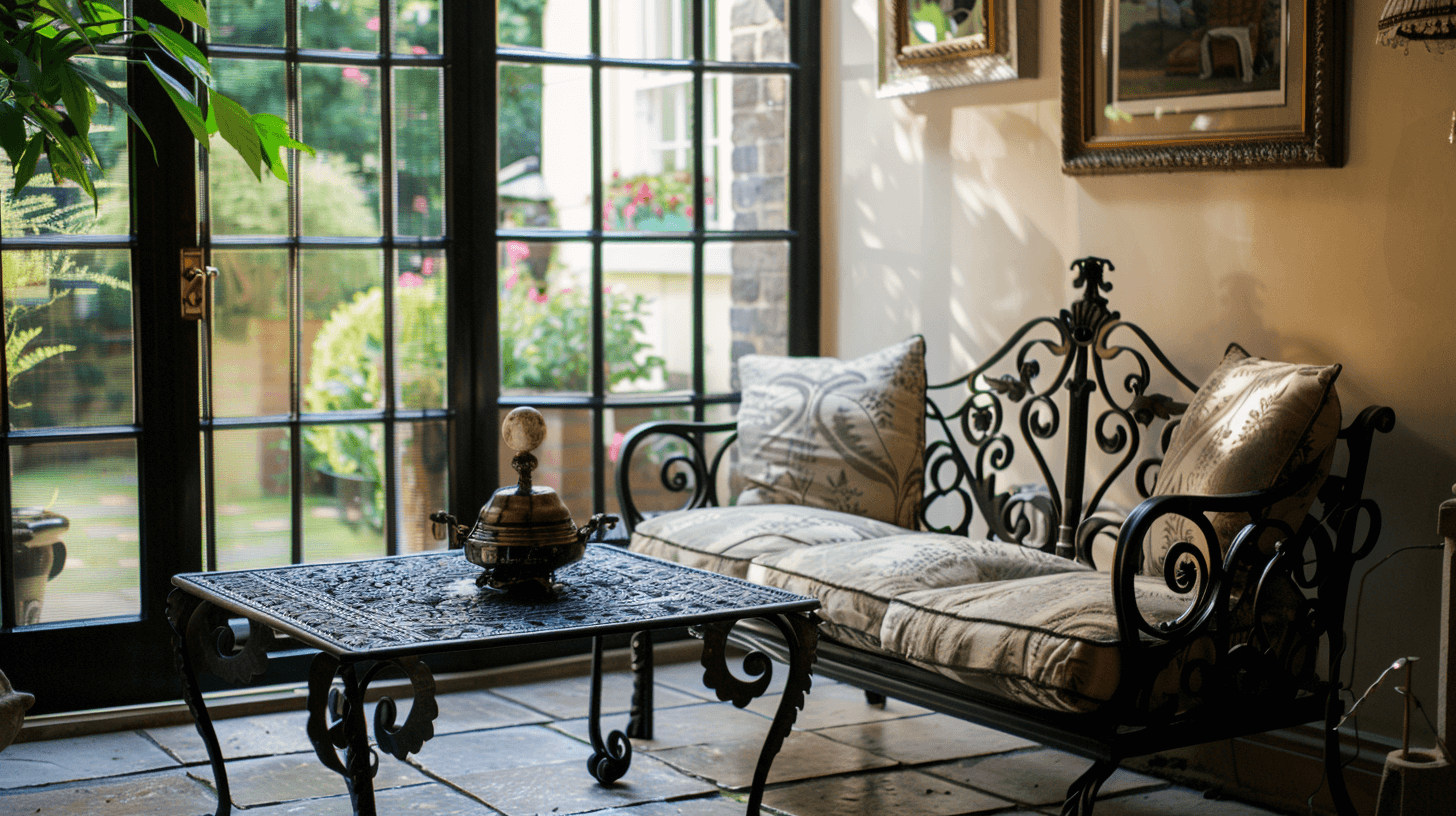 plush cream coloured wrought iron seating
