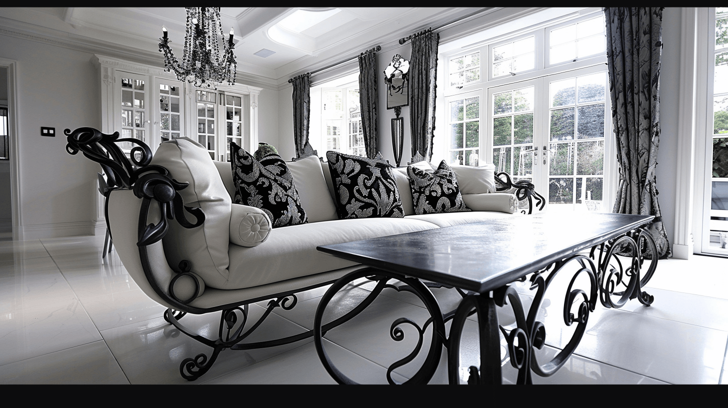wrought iron white sofa